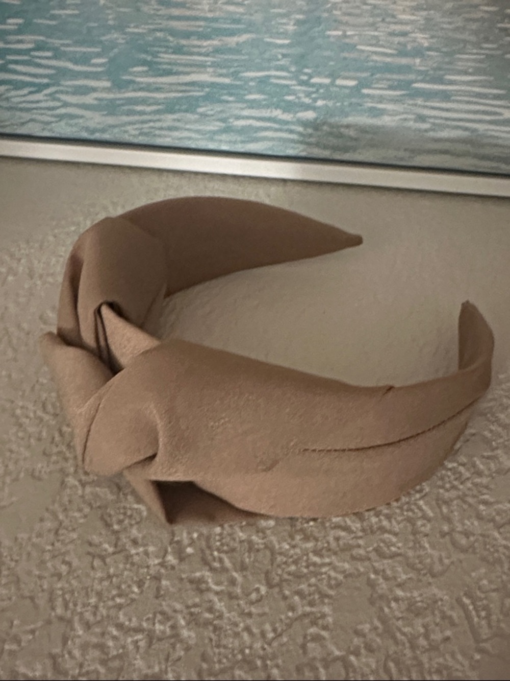 Knotted Wide Fabric Headband in Taupe - Picture 7 of 7